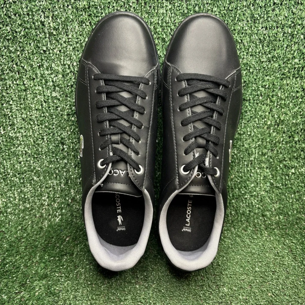NEW Lacoste Hydez 119 1 P SMA Leather Ortholite Casual Sneaker Black Mens Sz 9.5